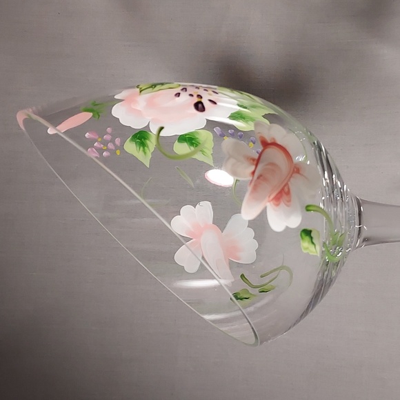 Elegant Hand Painted Roses Tea Light Candle Holder Glass Oval Cut - Picture 4 of 8